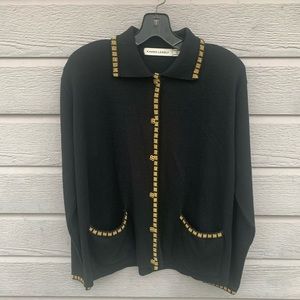 Karen Lessly Women’s Black Sweater W/ Gold Accents Sz L